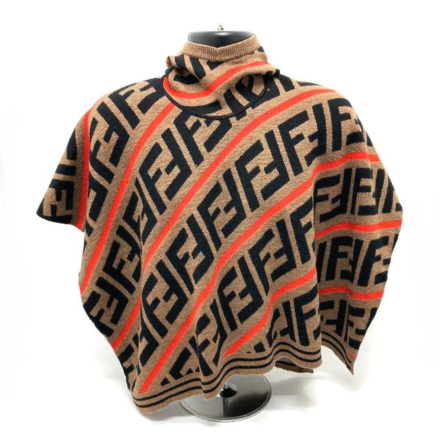 Fendi FENDI JFQ039 Zucca FF pattern With hood outer poncho cotton Brown - view 1