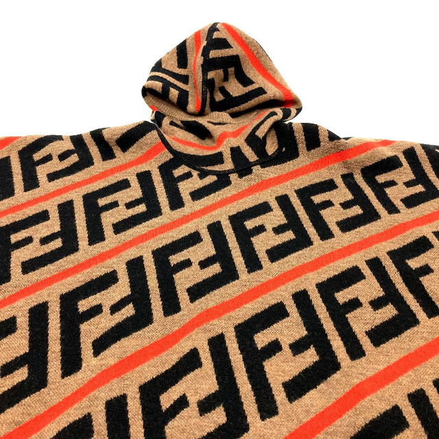 Fendi FENDI JFQ039 Zucca FF pattern With hood outer poncho cotton Brown - view 3