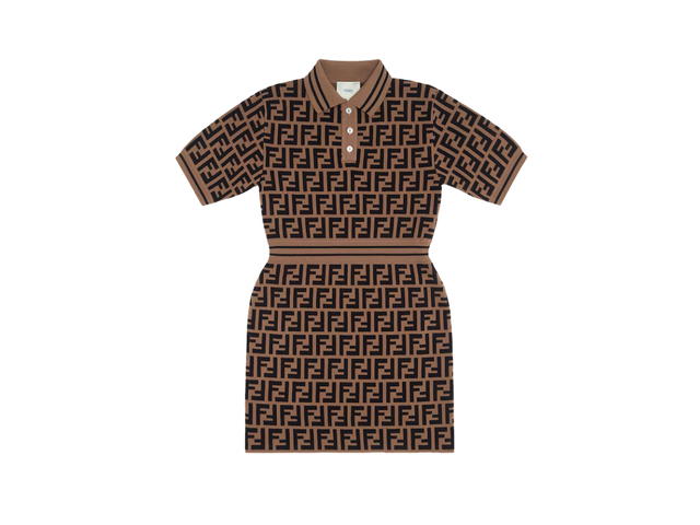 Fendi Fendi Junior Dress Cotton With Tobacco-Color Logo - view 1