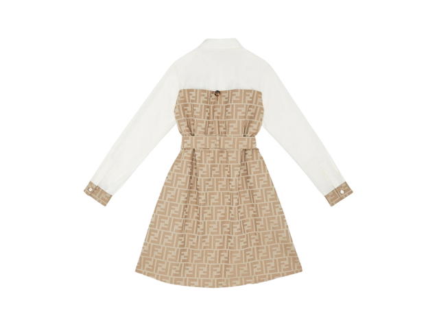 Fendi Fendi Junior Dress In Cotton And Poplin FF Beige-White - view 2