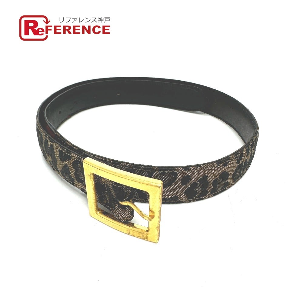 Fendi FENDI Leopard belt Canvas/Leather Brown/Red/GoldHardware