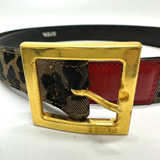Fendi FENDI Leopard belt Canvas/Leather Brown/Red/GoldHardware - view 4