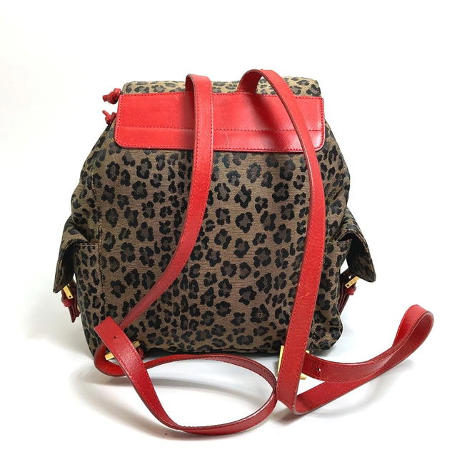 Fendi FENDI Leopard pattern Backpack Canvas/Leather Brown x Red - view 2