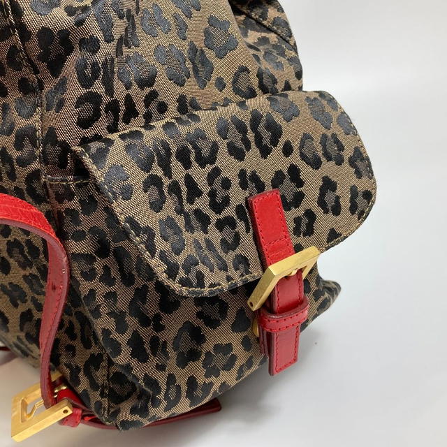 Fendi FENDI Leopard pattern Backpack Canvas/Leather Brown x Red - view 3