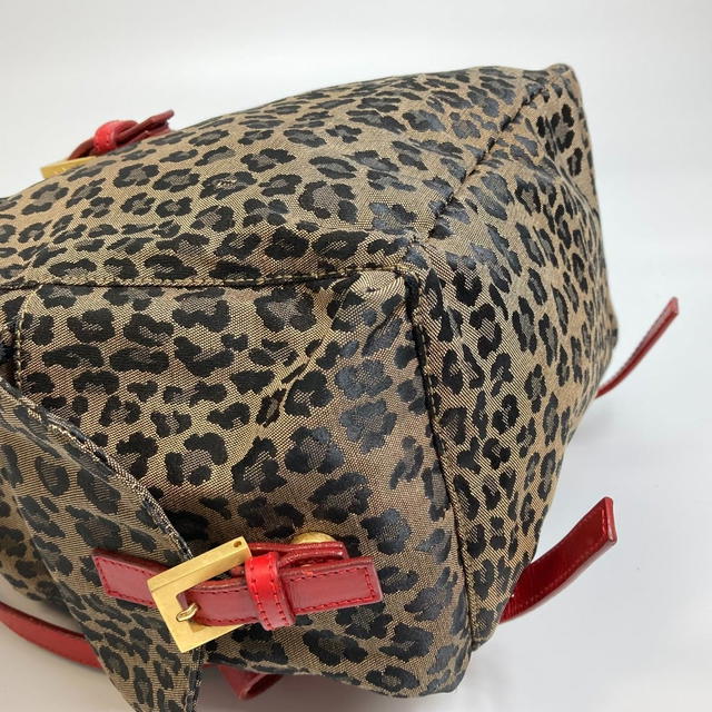 Fendi FENDI Leopard pattern Backpack Canvas/Leather Brown x Red - view 4