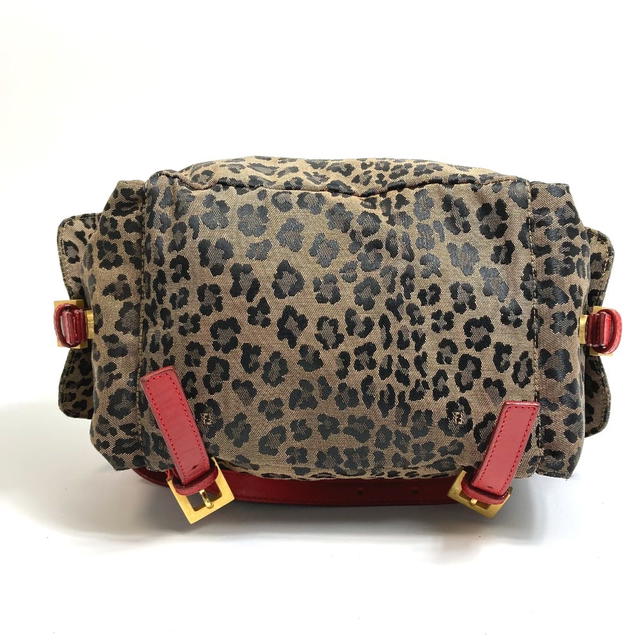 Fendi FENDI Leopard pattern Backpack Canvas/Leather Brown x Red - view 5