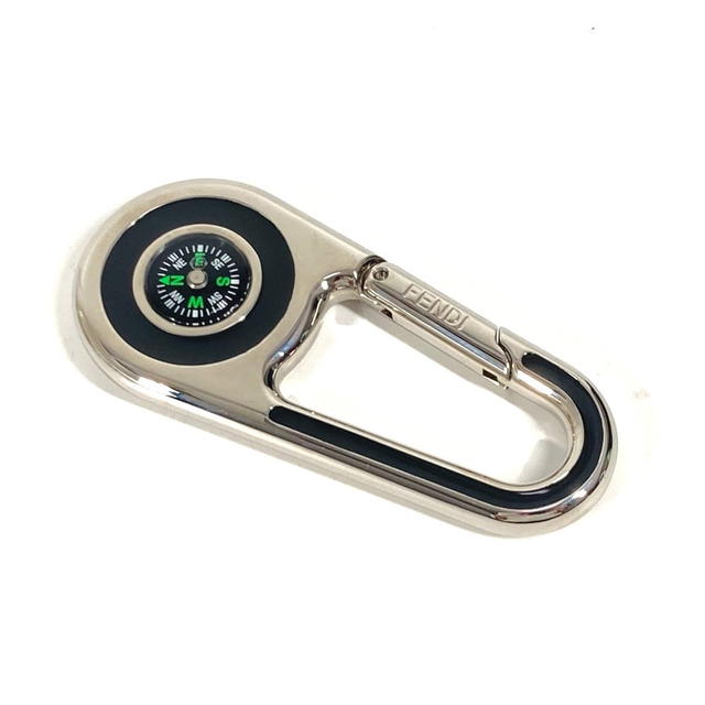 Fendi FENDI Logo compass carabiner Bag Charm Key Holder Metal Silver - view 2
