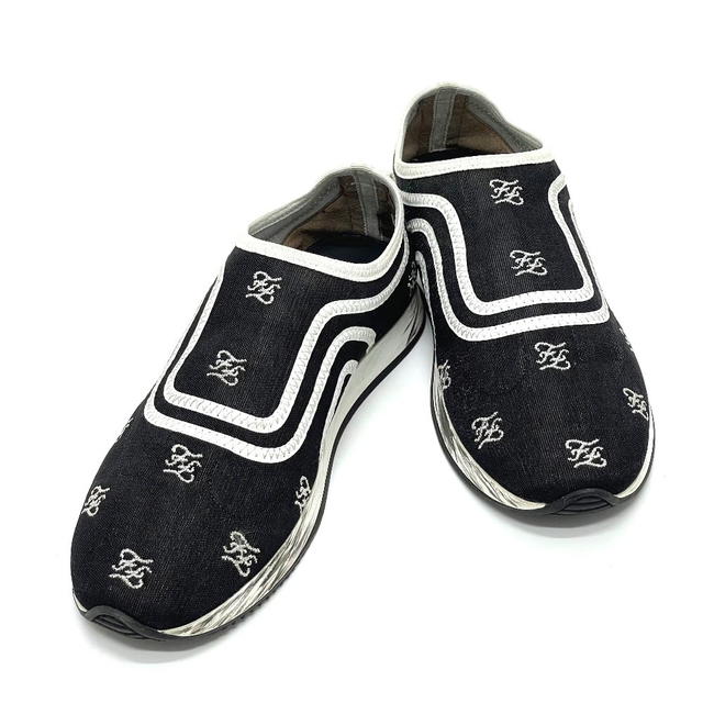 Fendi FENDI Logo embroidery mesh Sheer Slip-on sneakers Nylon mesh / rubber Black - view 1