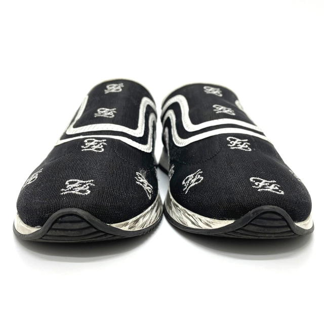 Fendi FENDI Logo embroidery mesh Sheer Slip-on sneakers Nylon mesh / rubber Black - view 2