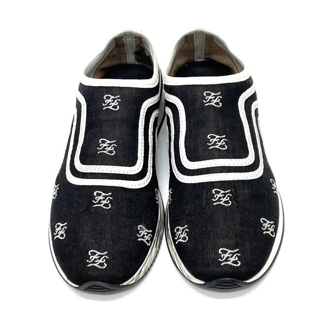 Fendi FENDI Logo embroidery mesh Sheer Slip-on sneakers Nylon mesh / rubber Black - view 3