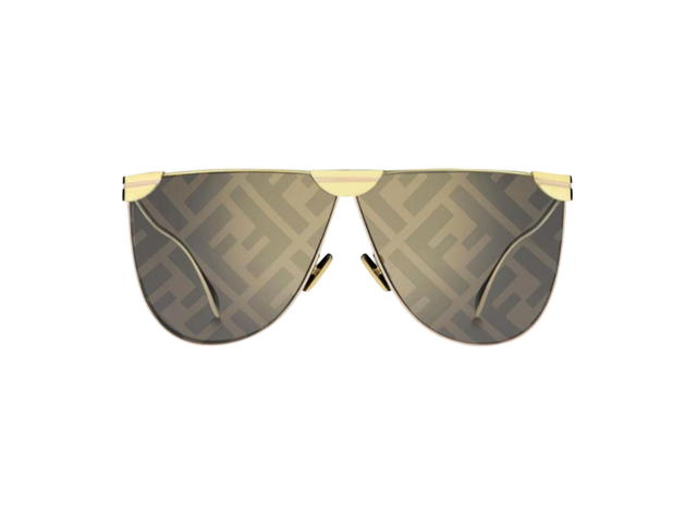 Fendi Fendi Logo-lens D-Frame Metal Sunglasses In Grey Lens Gold - view 1