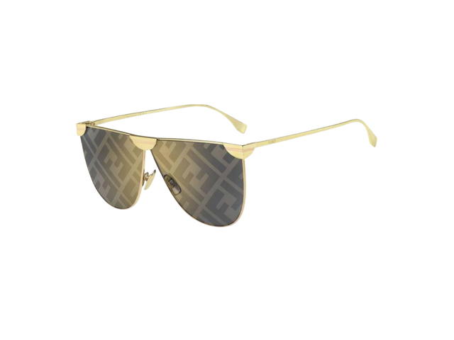 Fendi Fendi Logo-lens D-Frame Metal Sunglasses In Grey Lens Gold - view 2