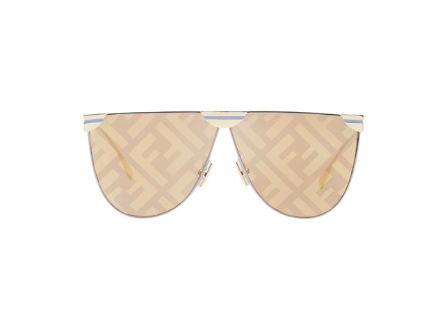 Fendi Fendi Logo-lens D-Frame Metal Sunglasses In Peach Lens Gold - view 1