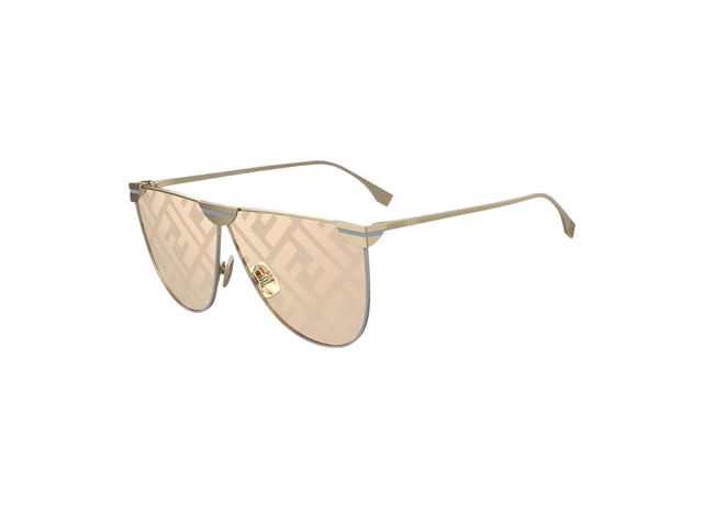 Fendi Fendi Logo-lens D-Frame Metal Sunglasses In Peach Lens Gold - view 2