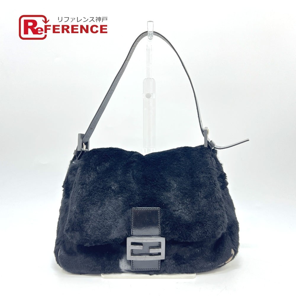Fendi FENDI Mamma Baguette shoulder bags Hand Bag fur / Leather Black/SilverHardware