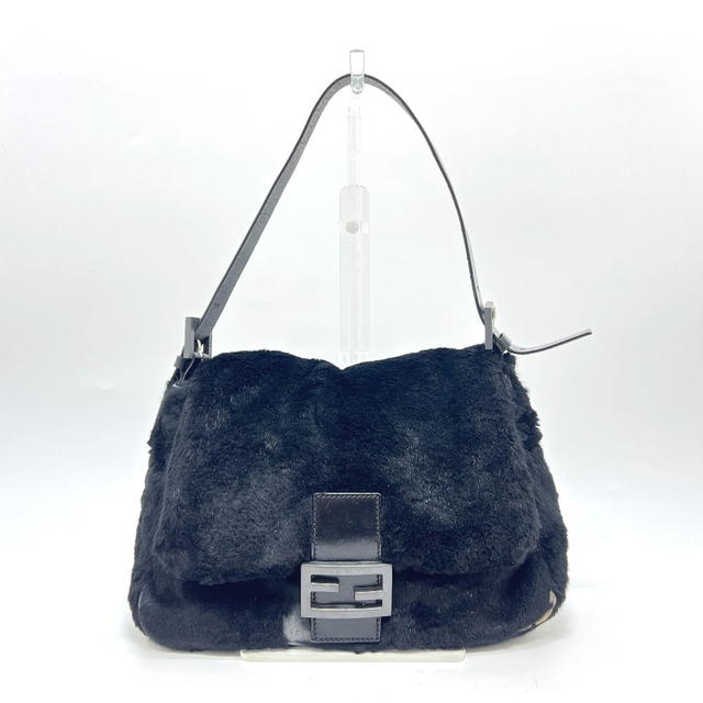 Fendi FENDI Mamma Baguette shoulder bags Hand Bag fur / Leather Black/SilverHardware - view 2