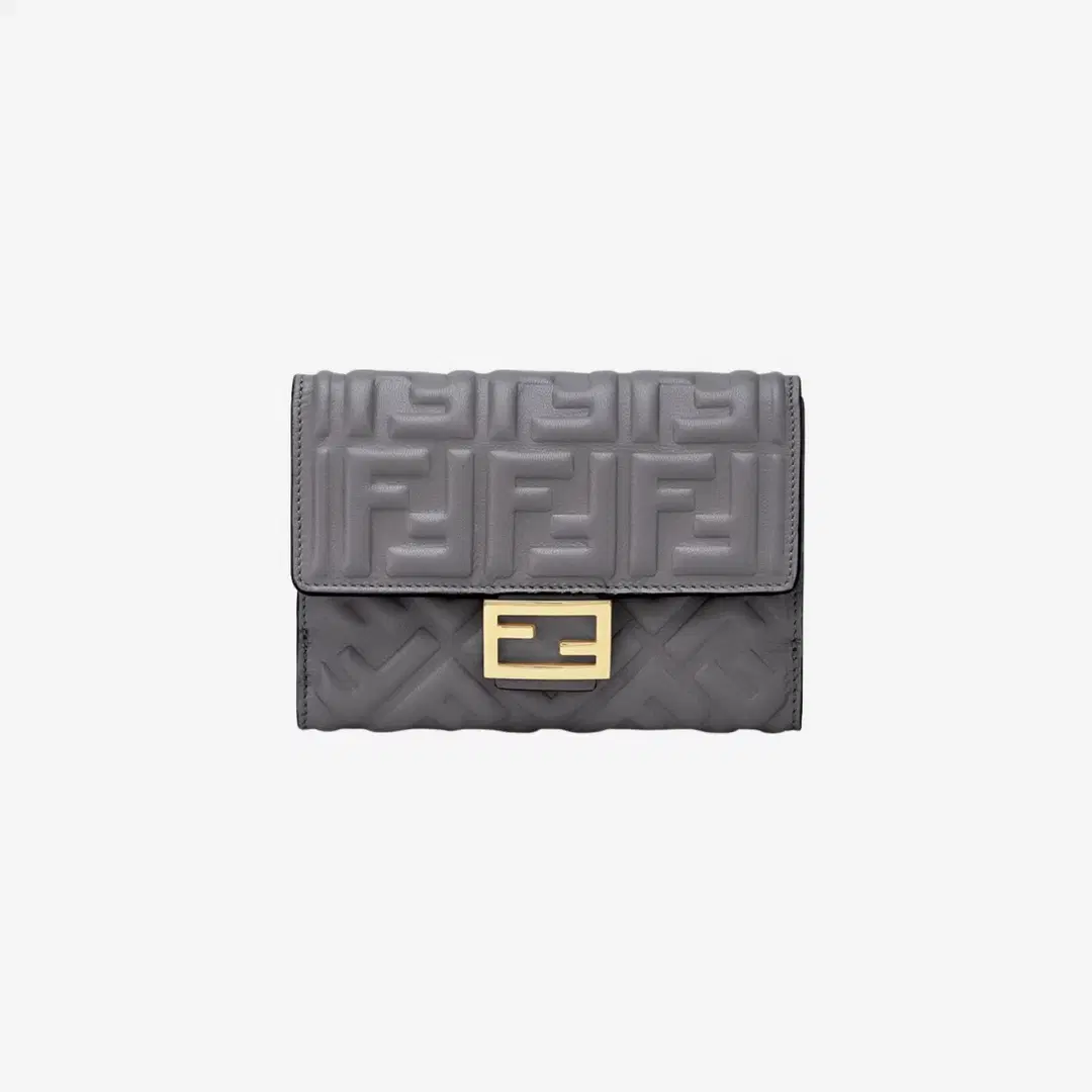 Fendi Fendi Medium Baguette Nappa Leather Wallet Grey