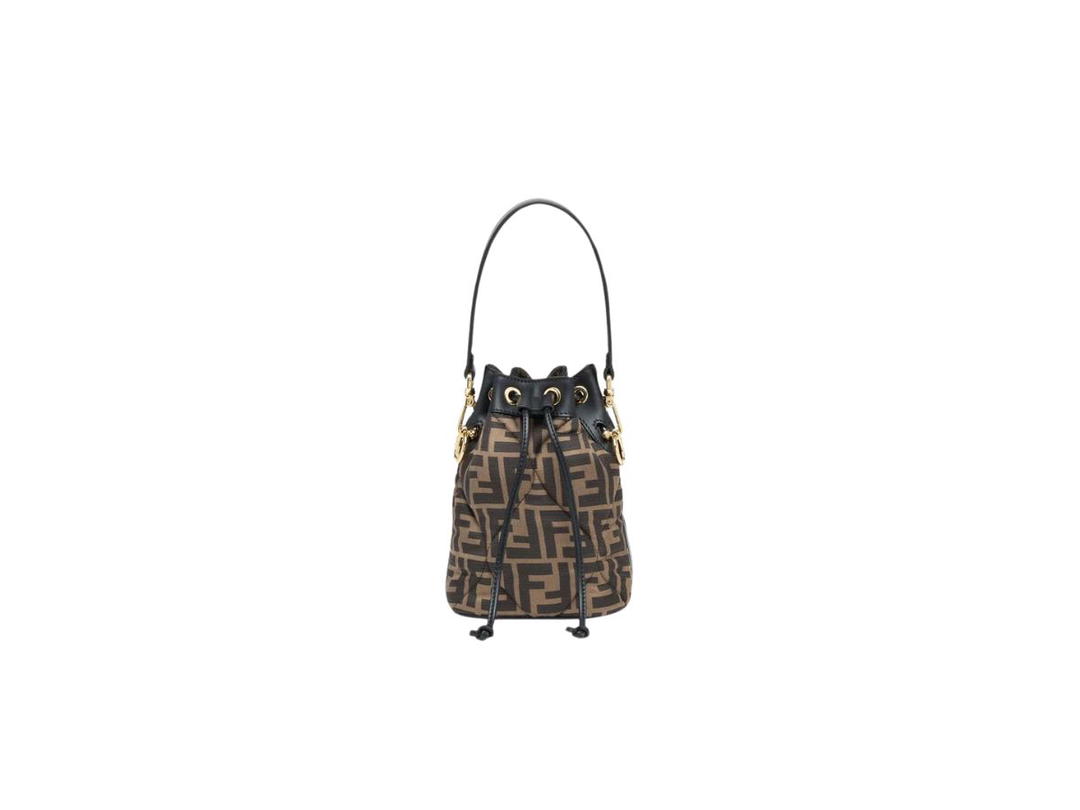 Fendi Fendi Mon Tresor Bag In FF Jacquard Fabric With Gold-Finish Metal Brown