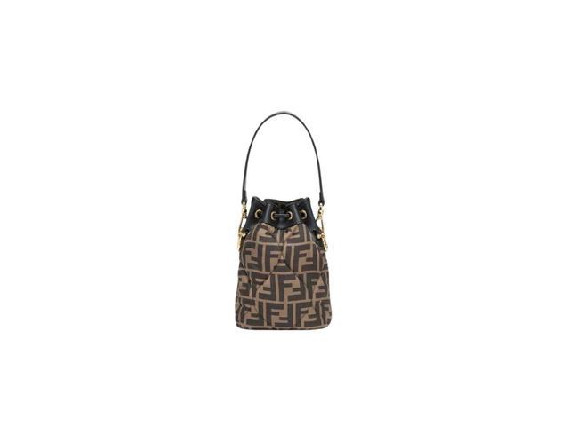 Fendi Fendi Mon Tresor Bag In FF Jacquard Fabric With Gold-Finish Metal Brown - view 4