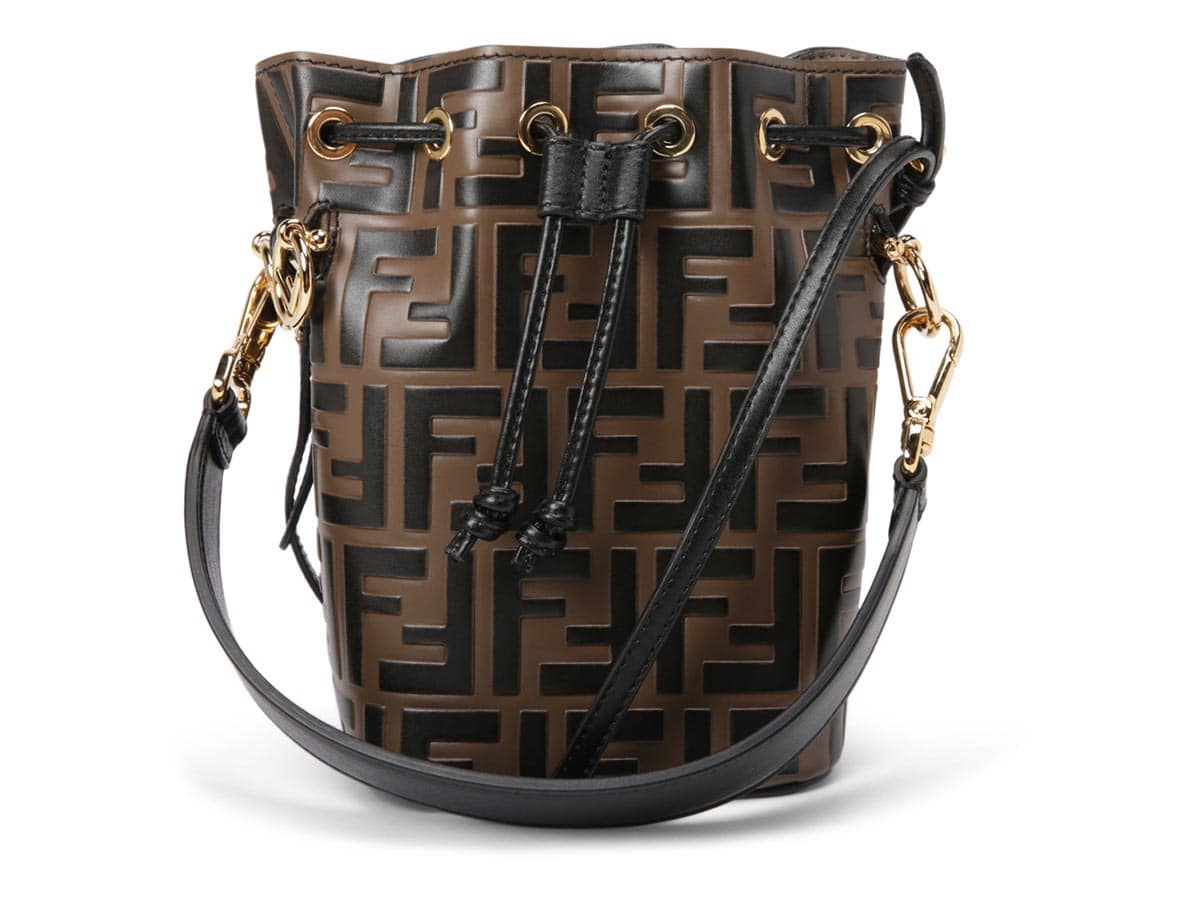 Fendi Fendi Mon Tresor Bucket Bag Zucca Embossed Small Tobacco Black