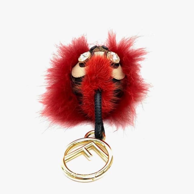 Fendi FENDI Monster FF-pattern Bijoux Key ring Red x Brown/GoldHardware - view 4