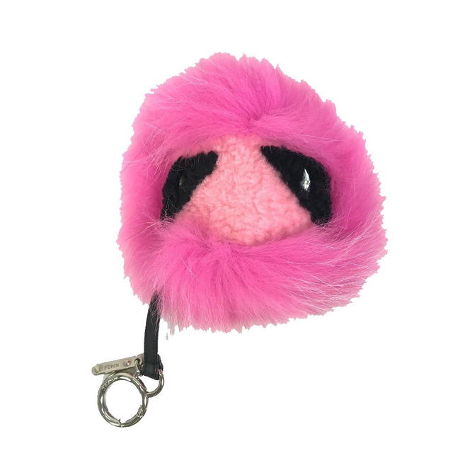 Fendi FENDI monster Key Holder Bag Charm Faux fur pink - view 2