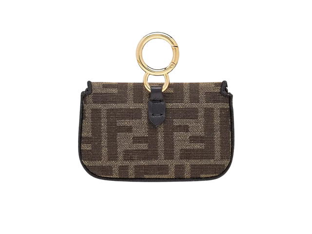 Fendi Fendi Nano Baguette Charm In Fabric With Magnetic Clasp Brown - view 2