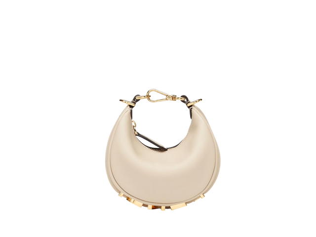 Fendi Fendi Nano Fendigraphy In Beige Leather Charm With Gold-Finish Metalware - view 2