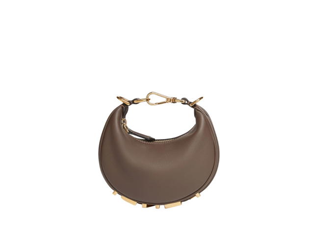 Fendi Fendi Nano Fendigraphy In Brown Leather Charm With Gold-Finish Metalware - view 2