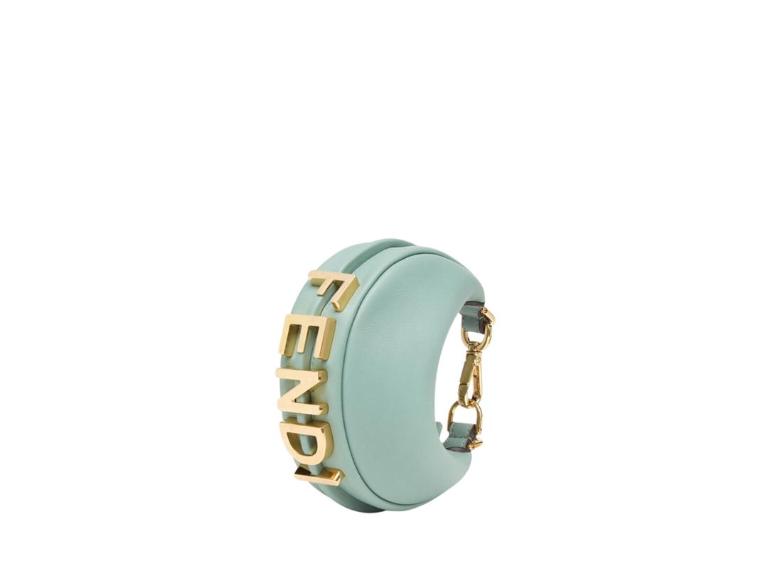 Fendi Fendi Nano Fendigraphy In Mint Green Leather Charm With Gold-Finish Metalware