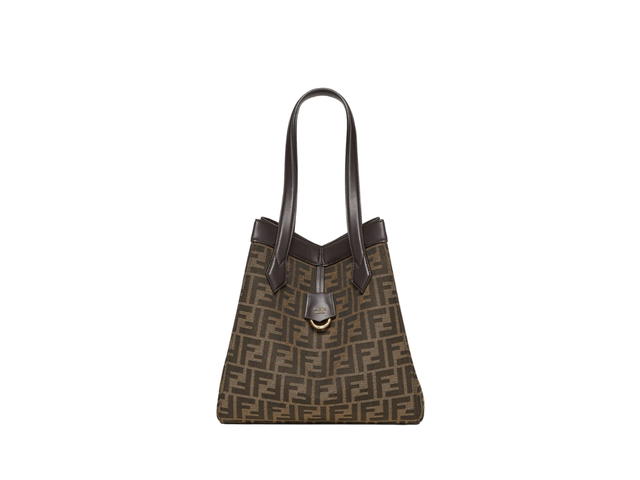 Fendi Fendi Origami Medium Bag In FF Jacquard Fabric With Gold-Finish Metalware Brown - view 1