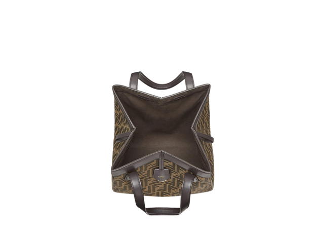 Fendi Fendi Origami Medium Bag In FF Jacquard Fabric With Gold-Finish Metalware Brown - view 2