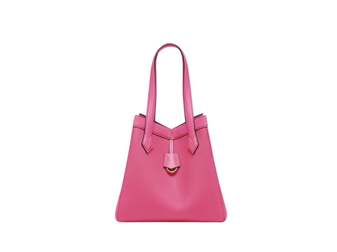 Fendi Fendi Origami Medium Bag In Grain Leather With Gold-Finish Metalware Pink