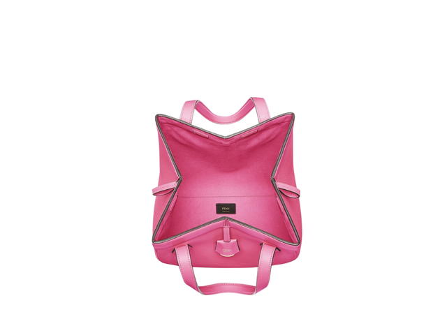 Fendi Fendi Origami Medium Bag In Grain Leather With Gold-Finish Metalware Pink - view 2