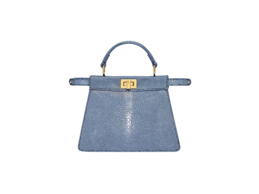Fendi Fendi Peekaboo ISeeU Petite In Blue Stingray Leather With Gold-Finish Metalware