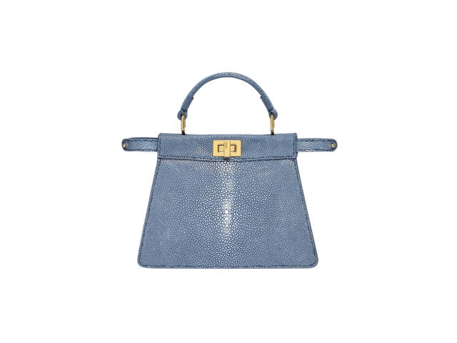 Fendi Fendi Peekaboo ISeeU Petite In Blue Stingray Leather With Gold-Finish Metalware - view 1