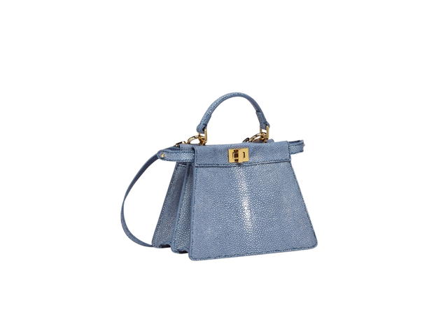 Fendi Fendi Peekaboo ISeeU Petite In Blue Stingray Leather With Gold-Finish Metalware - view 2