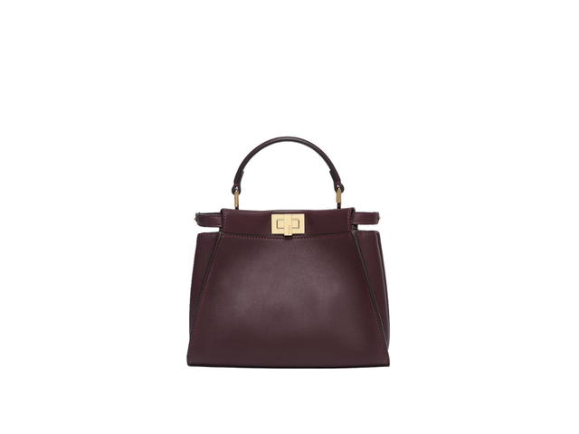 Fendi Fendi Peekaboo Mini In Burgundy Leather With Gold-Finish Metalware - view 1
