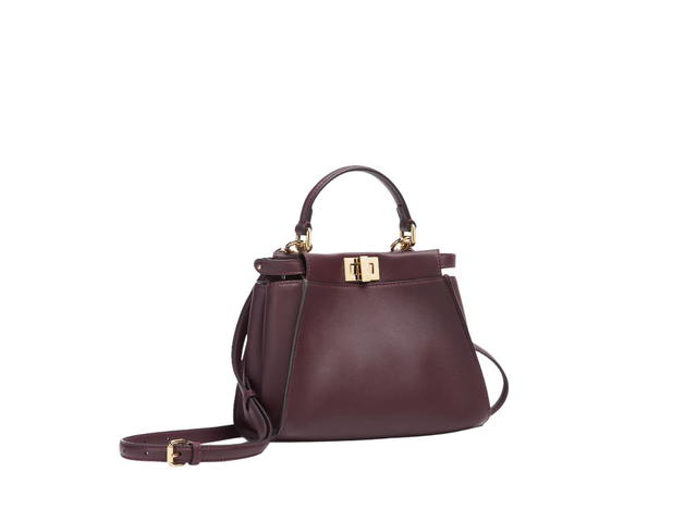Fendi Fendi Peekaboo Mini In Burgundy Leather With Gold-Finish Metalware - view 2