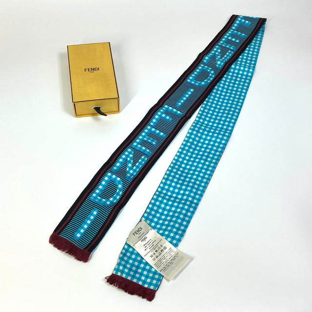 Fendi FENDI Rappy logo Bandeau Scarf silk Blue - view 4