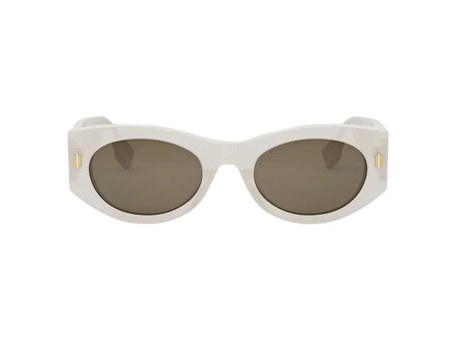 Fendi Fendi Roma Sunglasses In White Acetate Frame-Gold Lettering With Brown Lenses - view 1