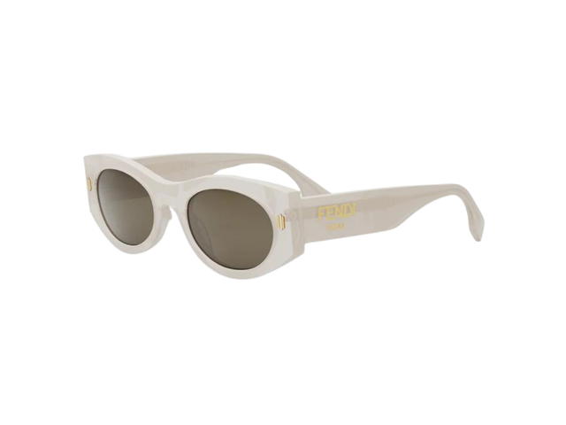 Fendi Fendi Roma Sunglasses In White Acetate Frame-Gold Lettering With Brown Lenses - view 2