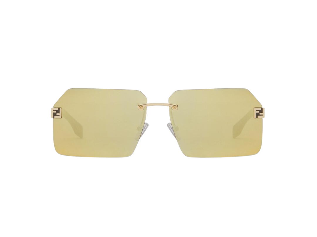 Fendi Fendi Sky Sunglasses In Gold Metal Frame-3D FF With Yellow Lenses