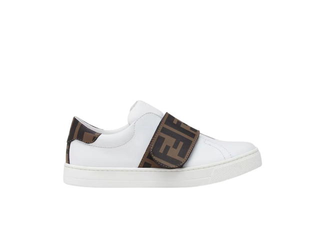Fendi Fendi Sneakers In White Nappa Leather With Iconic Brown FF (GS) - view 1