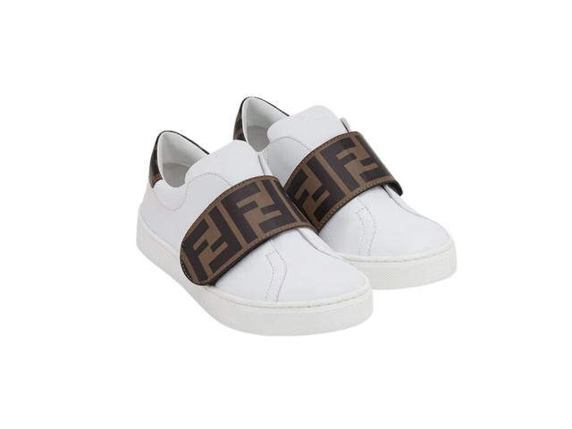 Fendi Fendi Sneakers In White Nappa Leather With Iconic Brown FF (GS) - view 2