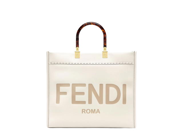 Fendi Fendi Sunshine Medium In White Leather Calfskin With Gold-Finish Metalware - view 1