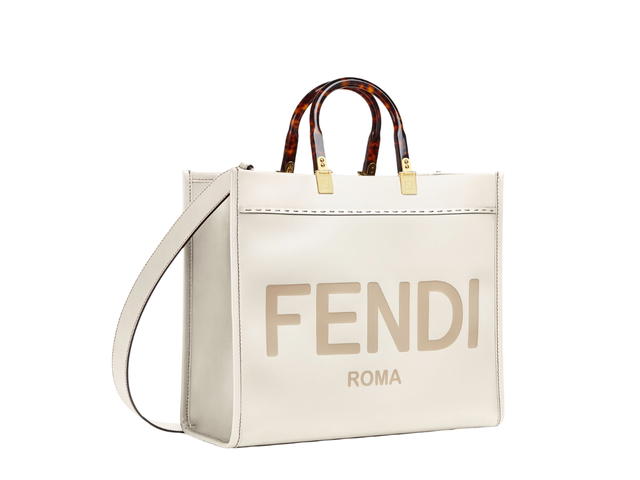 Fendi Fendi Sunshine Medium In White Leather Calfskin With Gold-Finish Metalware - view 2