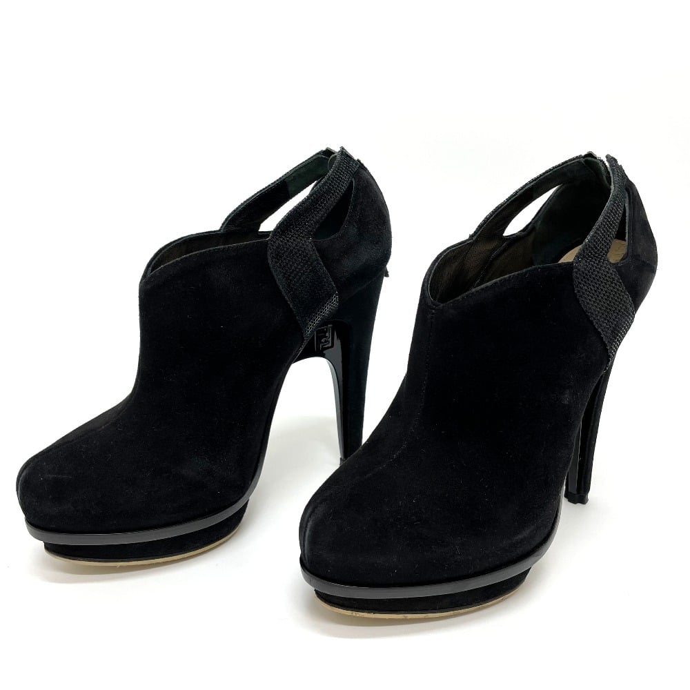 Fendi FENDI VERO CUOIO High Heels Boots Bootie Leather Black