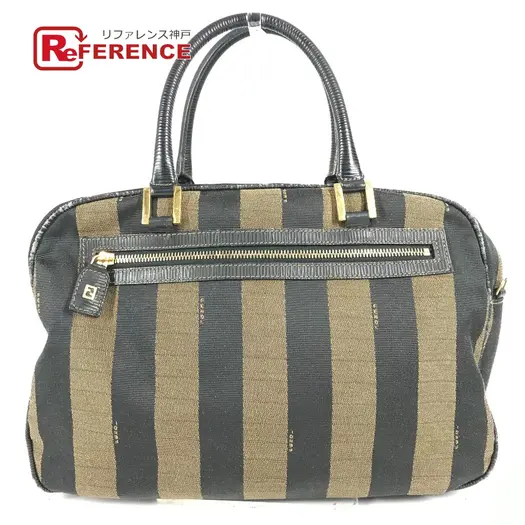 Buy FENDI vintage Pecan Bag Hand Bag Leather/Canvas Black/khaki at Sasom – Authentic and Ready to Ship