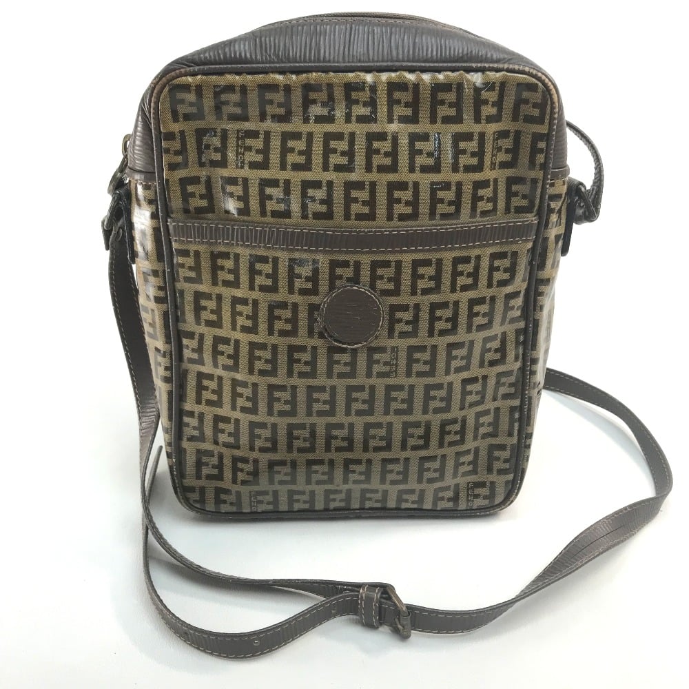 Fendi FENDI vintage Zucca FF pattern logo stamp Cross body Shoulder Bag Vinyl Leather